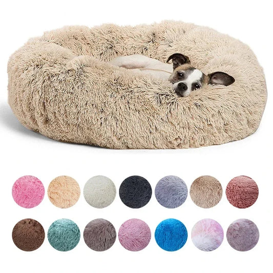 CozyPaws Plush Donut Calming Pet Bed