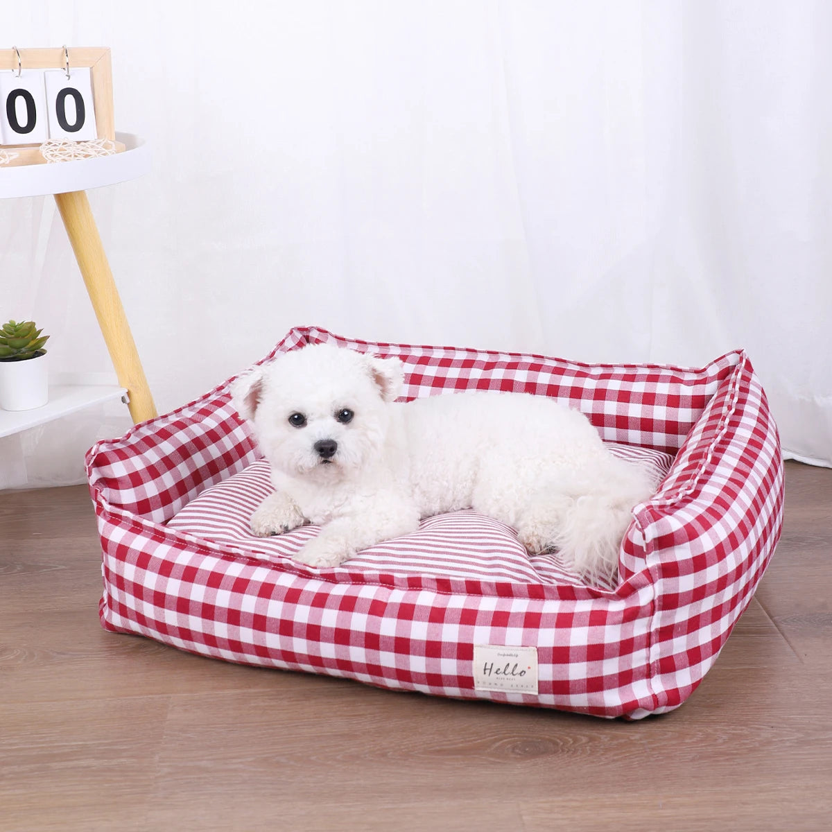 CozyChecks Gingham Pet Lounger