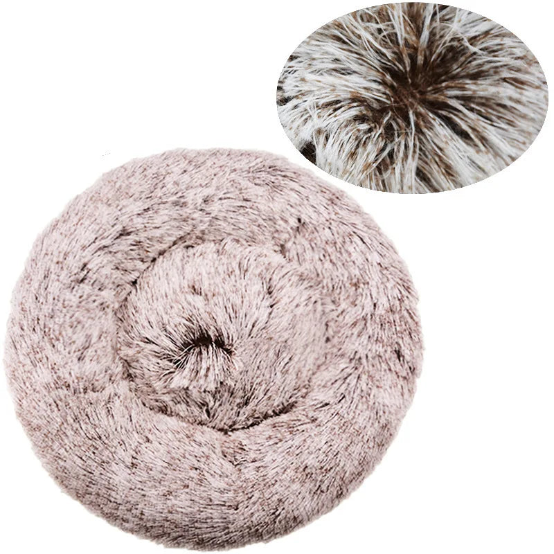 CozyPaws Plush Donut Calming Pet Bed
