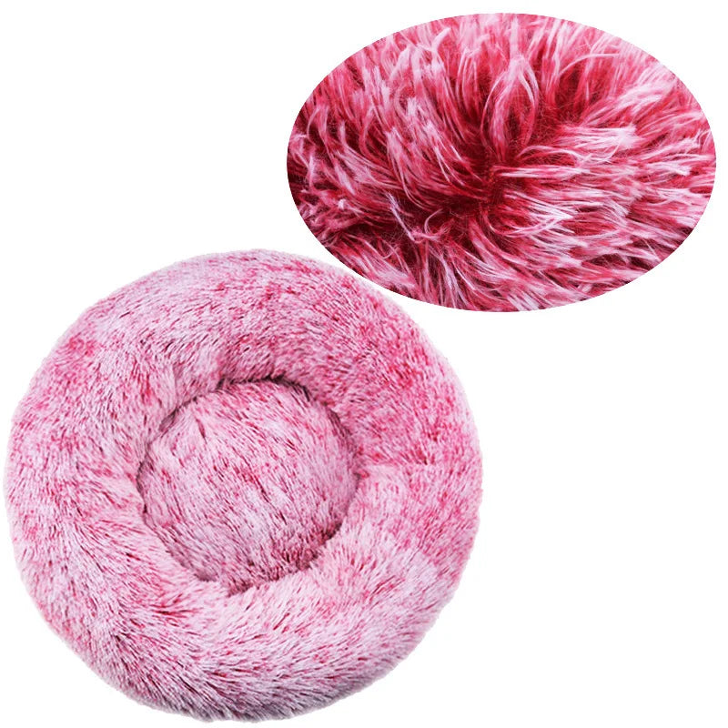 CozyPaws Plush Donut Calming Pet Bed