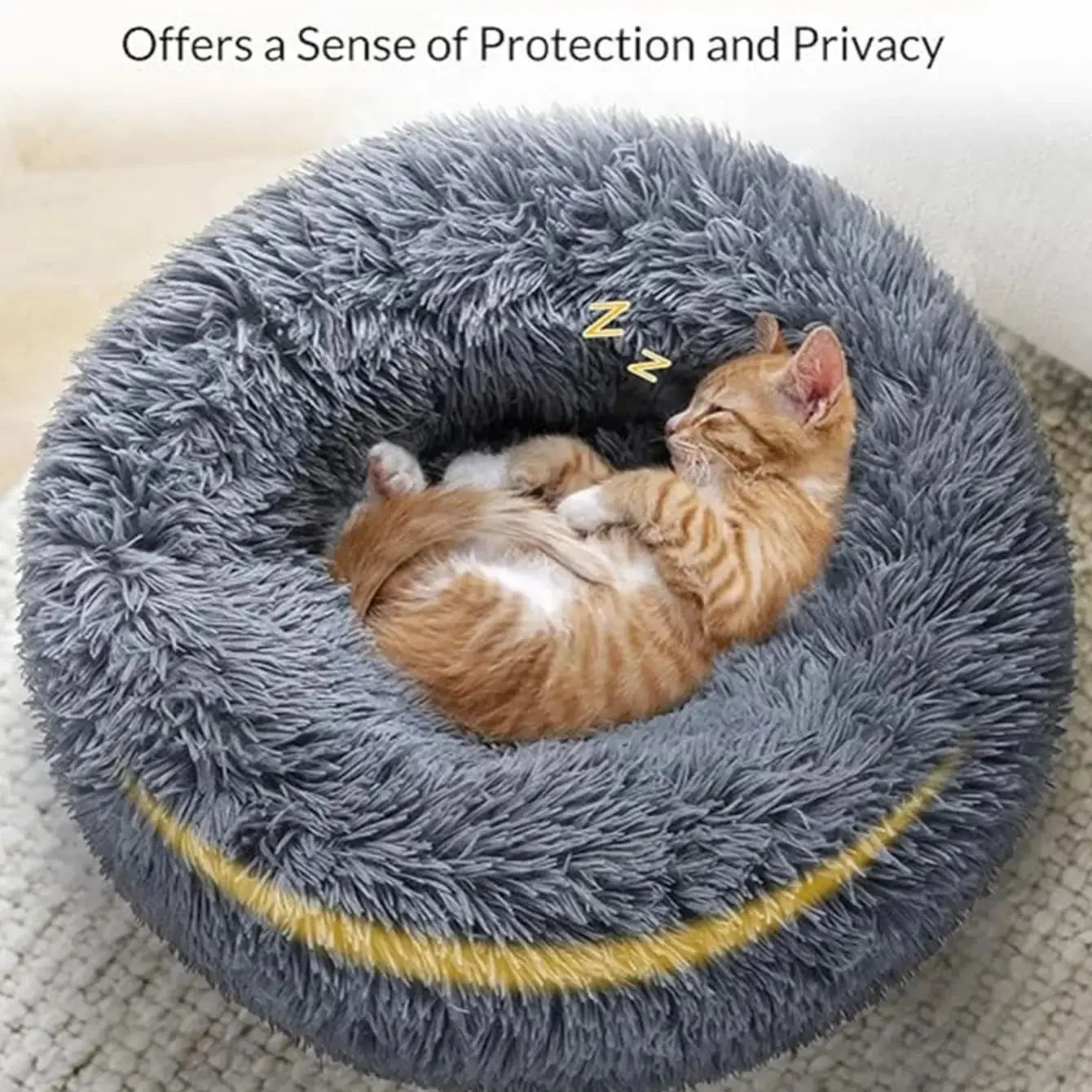 CozyPaws Plush Donut Calming Pet Bed